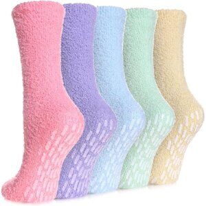 Slipper Socks for Women Cozy Hospital Socks Soft Fluffy with Grips Socks Warm